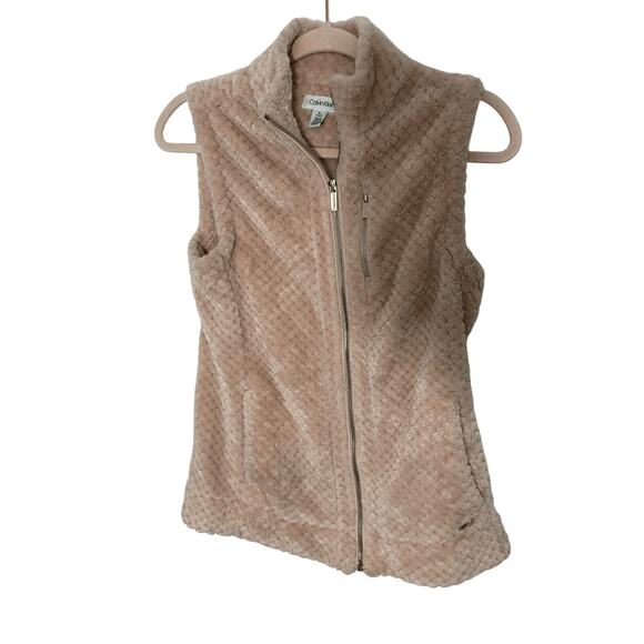 Calvin Klein Women's Suede Plush Blush Pink Vest Soft Girl Slavic Winter Russian - Picture 4 of 7